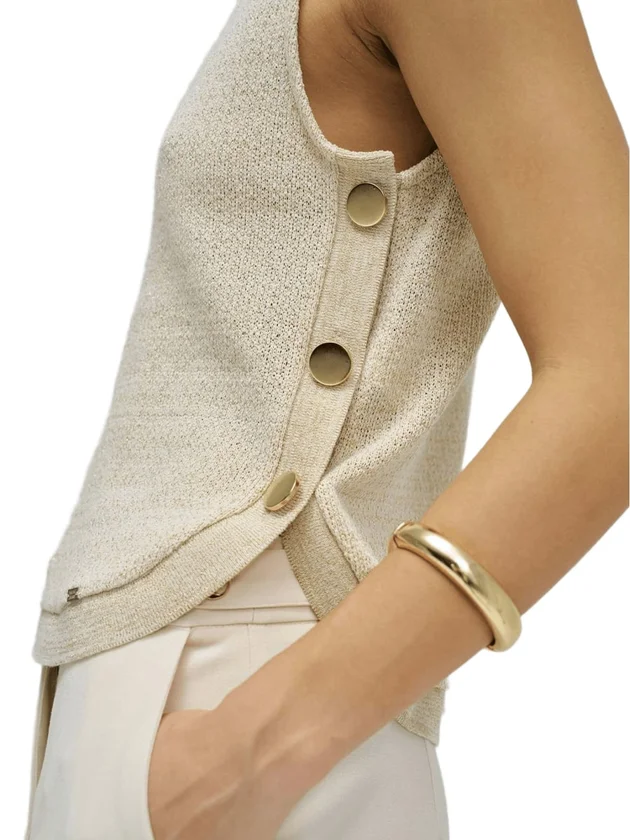 Lurex Knit Top With Buttons