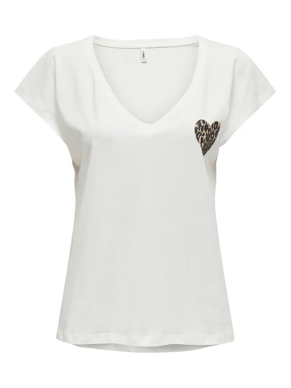 Onlnina Life S S V Neck Heart Top Cs