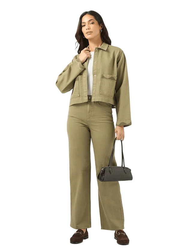 Tessa Hr Wide Colored Emb Jeans