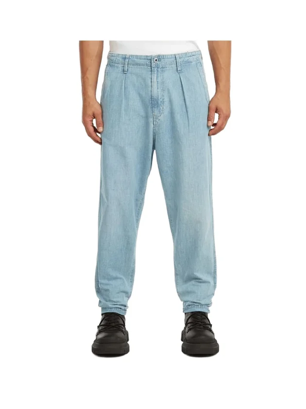 Pleated Chino Denim Relaxed Tapered