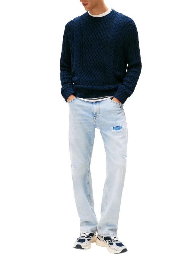 Slm Badge Cable Knit Sweater
