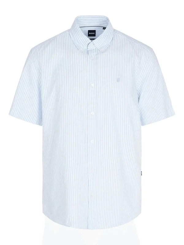 Chemise Bowling Regular Fit Rayée Bleu Blanc