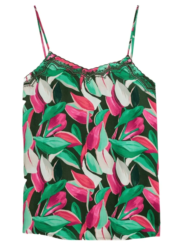 Strap Top W Adjuster Embroidery Detail