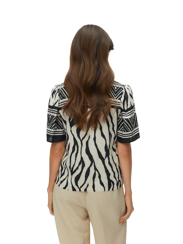 Kamille 2/4 V Neck Top Wvn Btq Be