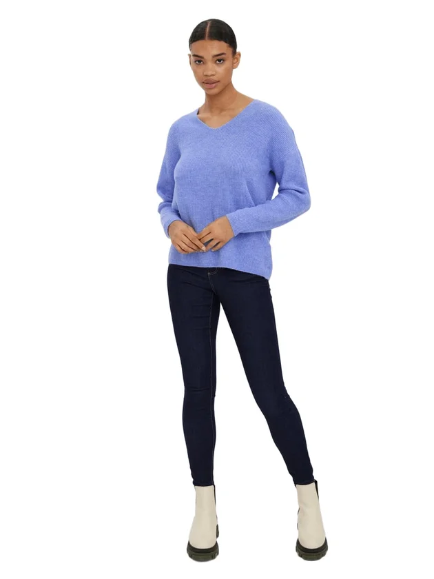 Vmcrewlefile Ls V Neck Blouse Noos