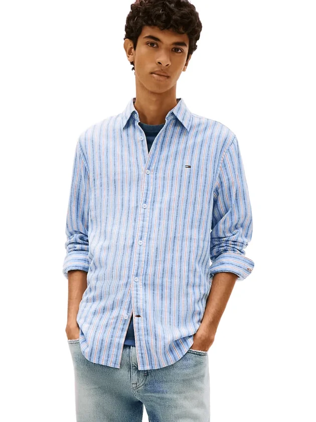 Reg Linen Mx Strp Shirt Ext