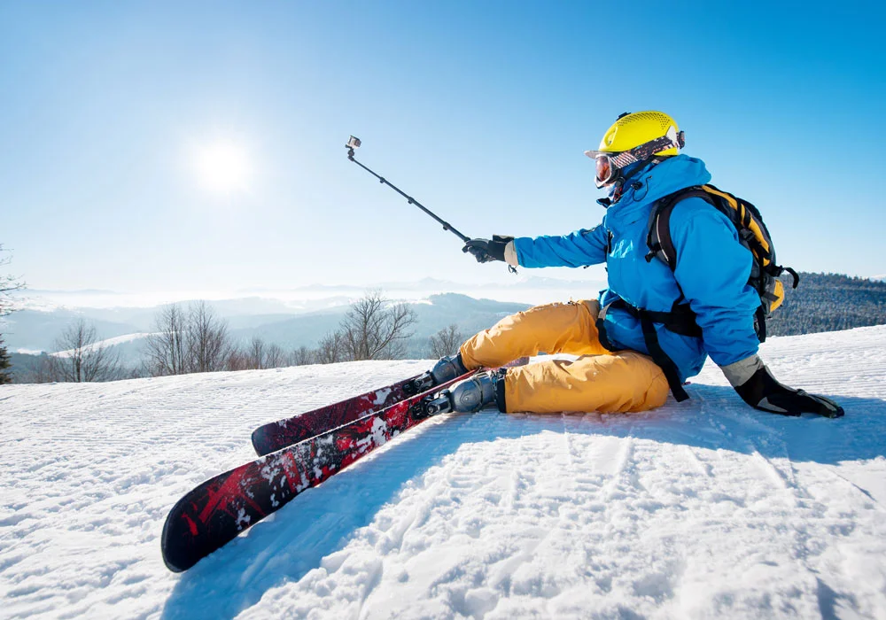 Skieur en pause