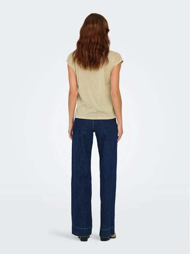 Silvery S S V Neck Lurex Top