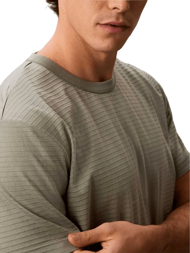 Textured Stripe Crewnk Tee