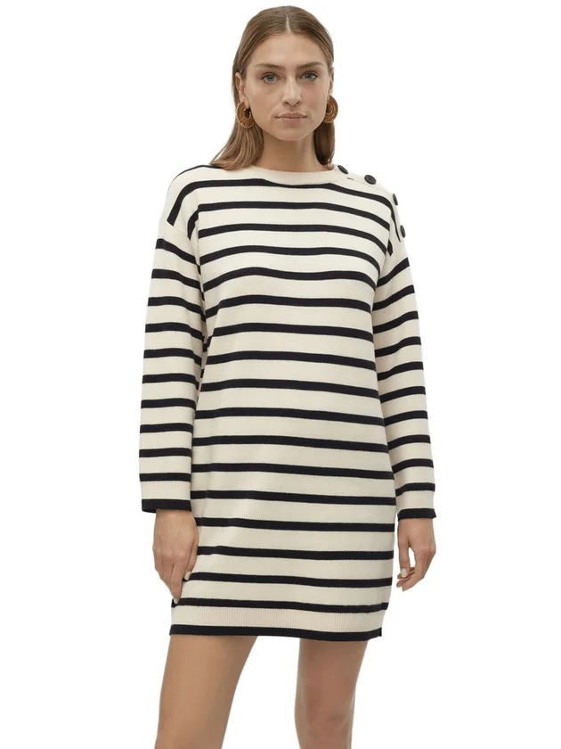 Saba Ls O Neck Button Dress