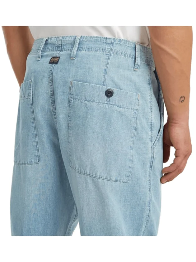 Pleated Chino Denim Relaxed Tapered