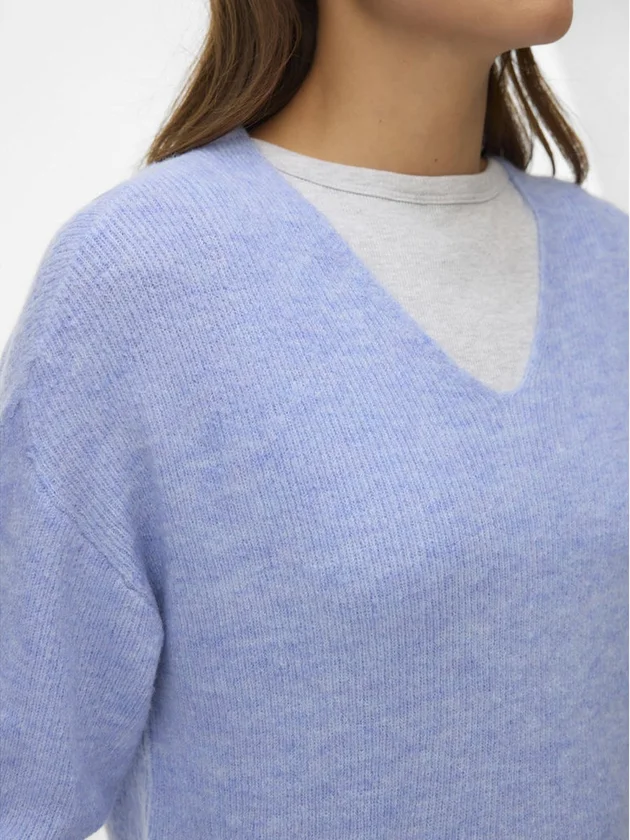 Vmcrewlefile Ls V Neck Blouse Noos