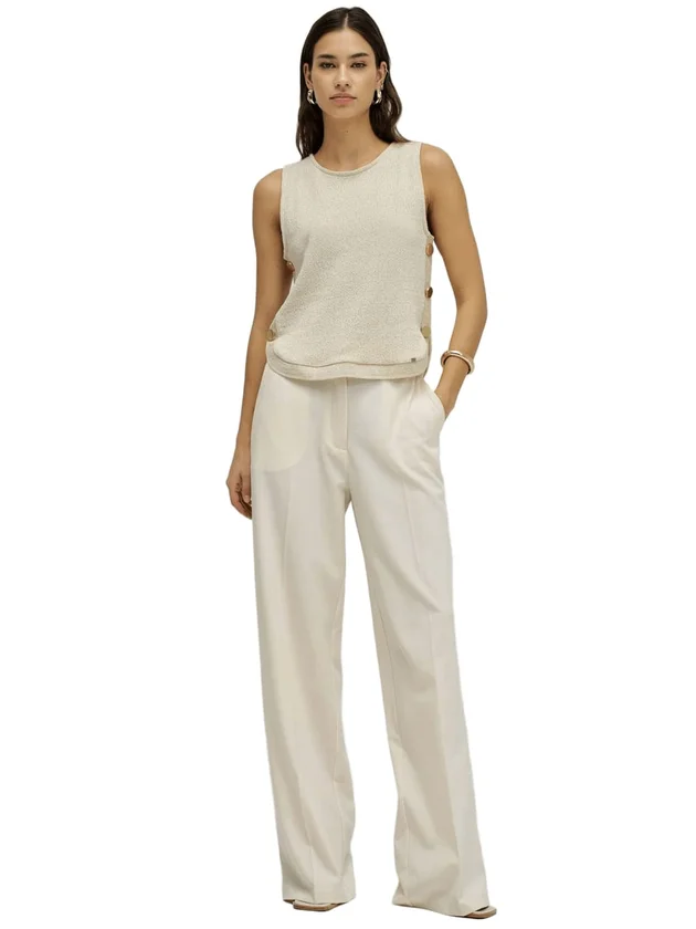 Lurex Knit Top With Buttons