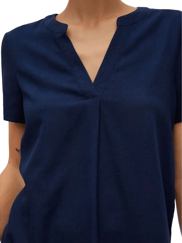 Mymilo S S V Neck Top Wvn Ga