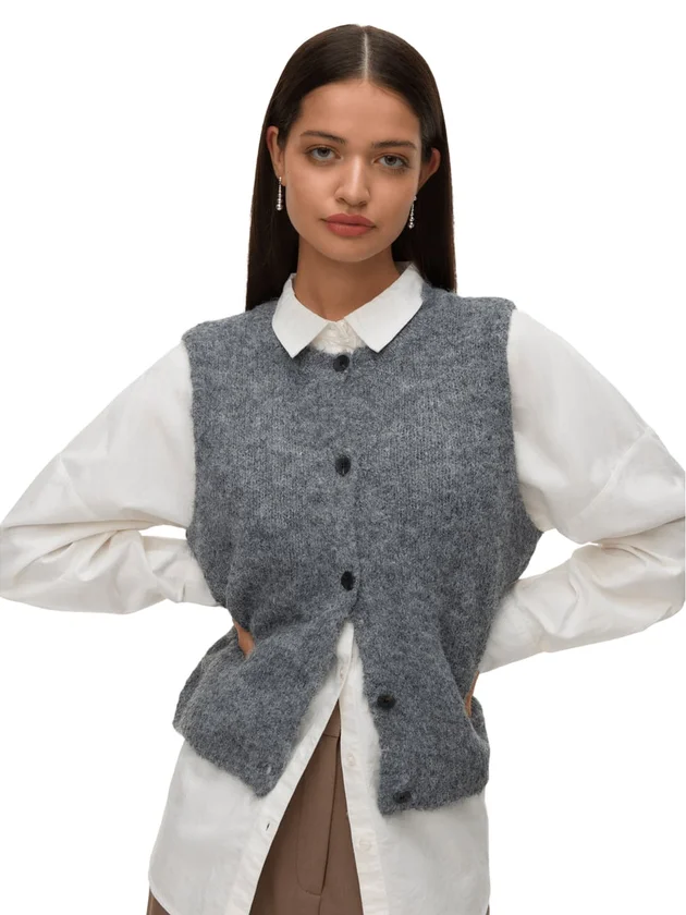 Vmnova Sl O Neck Button Vest Noos