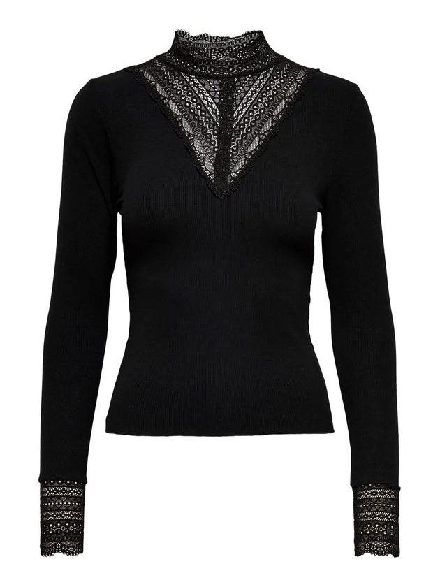 Tilde L S High Neck Lace Top Jrs Noos