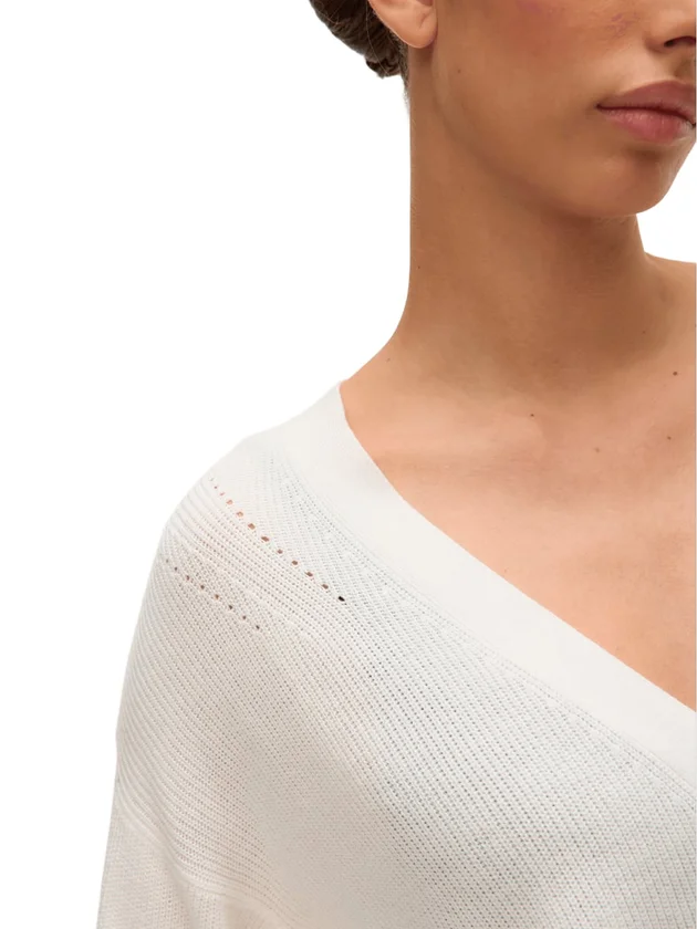 Newlexsun Solid Stripe LS V Neck Pull