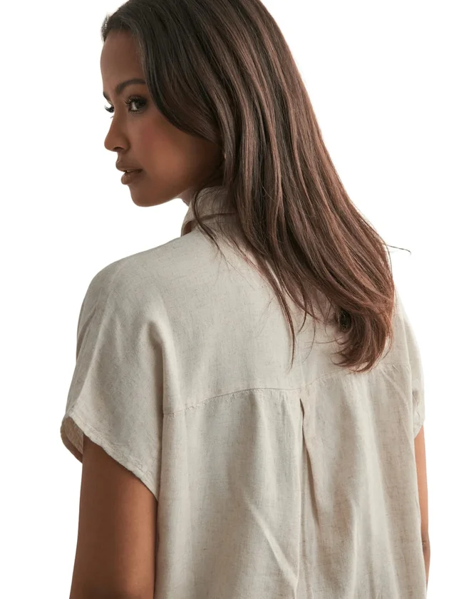 Linen Blend Tie Shirt Wvn Noos
