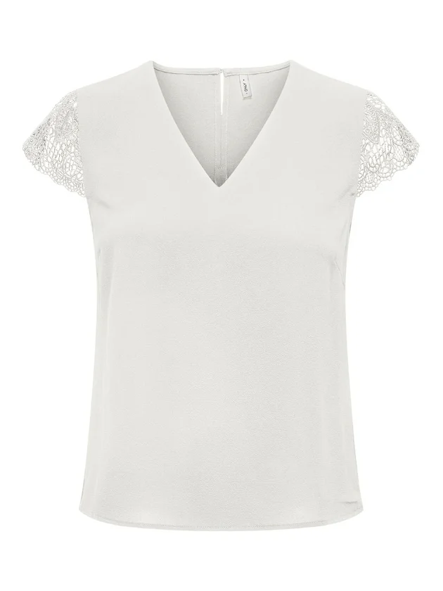 Onlelva Fr S S Lace V Neck Top Cs Ptm