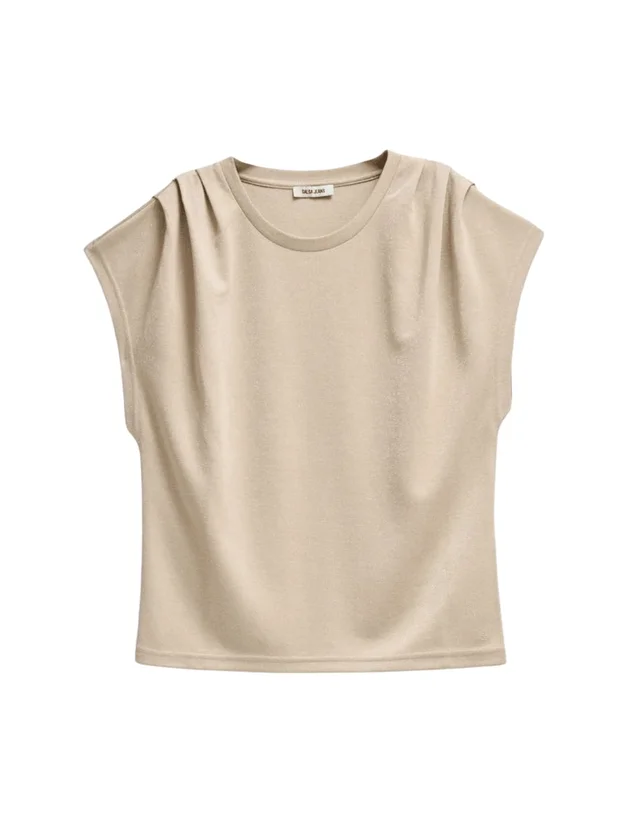 Gold Knit T Shirt With Pleats
