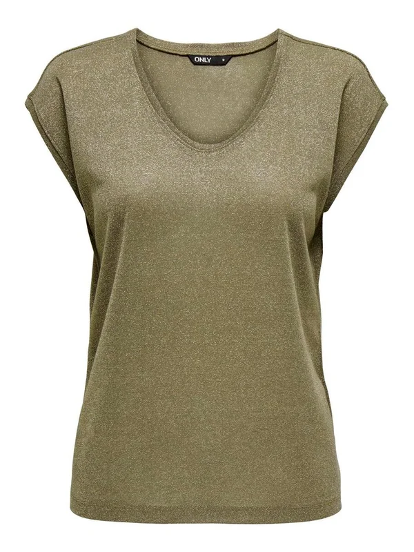 Silvery S S V Neck Lurex Top