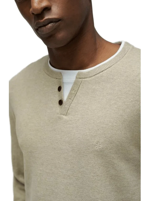 Knit Henley Collar Jersey Details